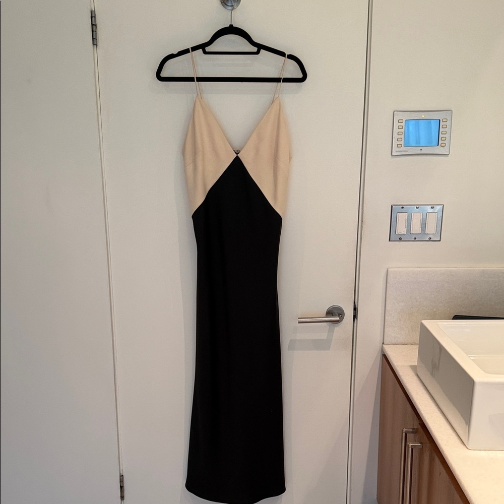 Mango Two-Tone Slip Maxi Dress - Black & Cream